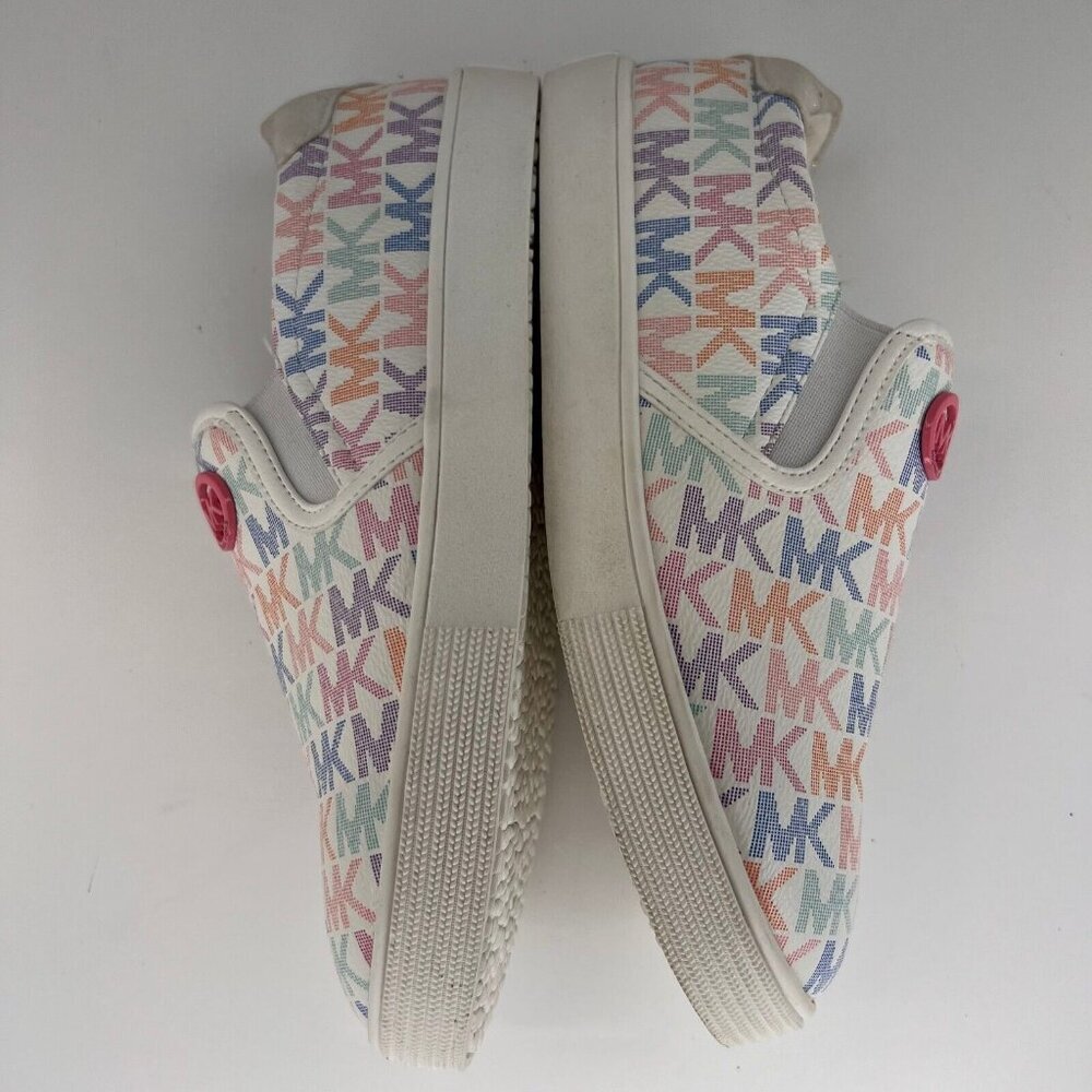 Michael Kors Girls White Casual Fabric MK Logo Low Top Flat Size 3 Slip On Shoes - Picture 7 of 9